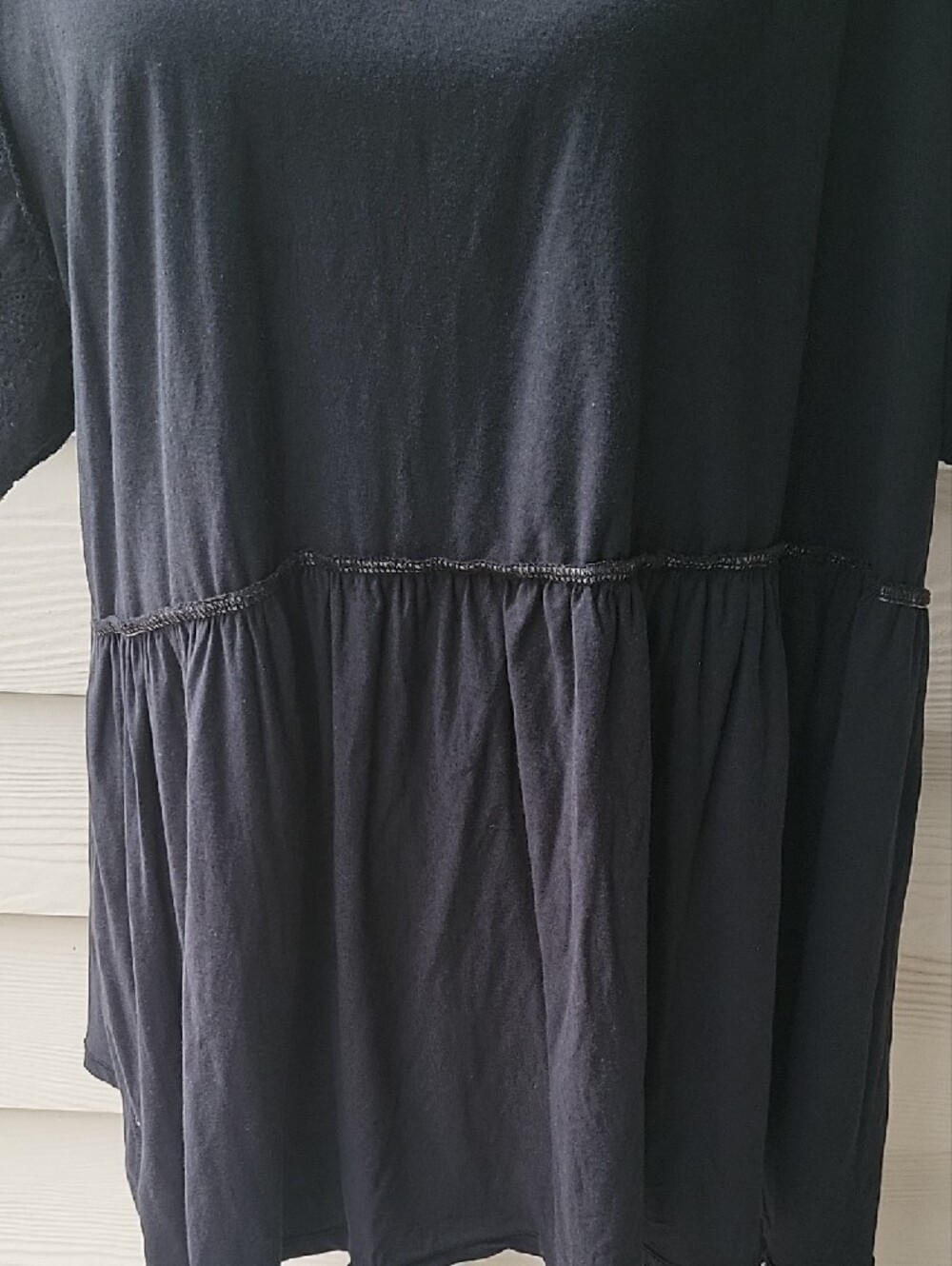 Vintage Cotton Jersey Crew Neck Eyelet Yoke Babydoll Top Size 3X - Picture 8 of 15